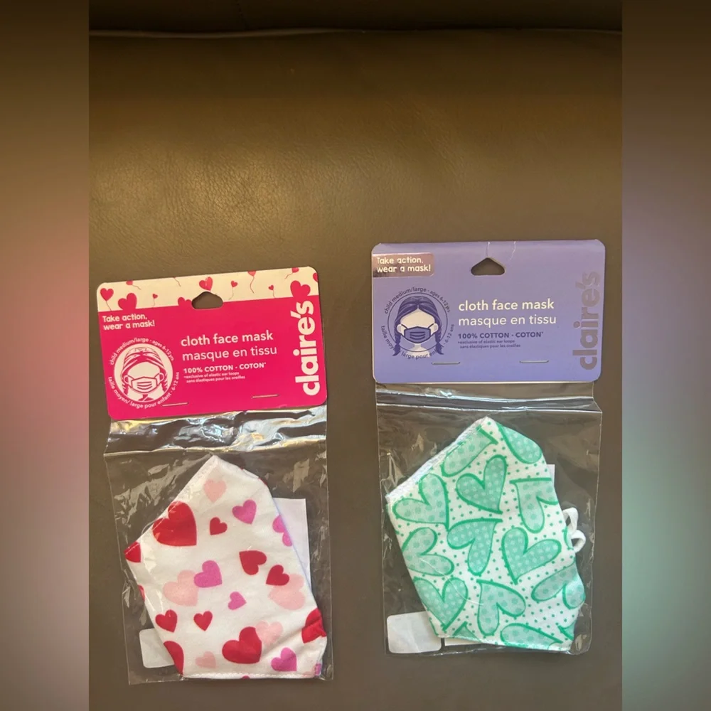 Claire's Kids Heart Face Masks 😷 - Pink🩷and Teal 💙💚